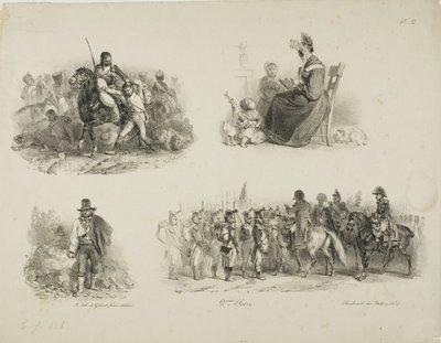 Schetsblad door Denis Auguste Marie Raffet