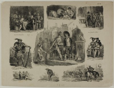 Schetsblad door Denis Auguste Marie Raffet