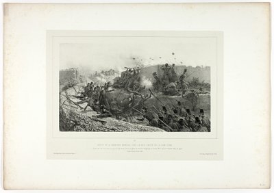 Uitval van het Romeinse garnizoen..., uit Souvenirs d’Italie: Expédition de Rome door Denis Auguste Marie Raffet