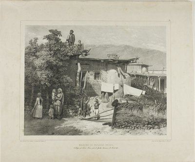 Huizen van Tartaarse boeren in het dorp Déré-Koui, bij Jalta, de Krim, 31 augustus 1837 door Denis Auguste Marie Raffet