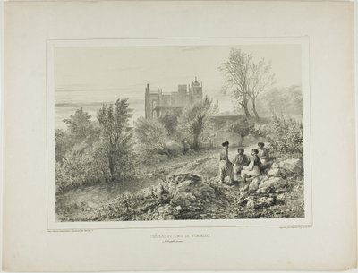 Het kasteel van graaf Woronzoff, Aloupka, de Krim, 12 augustus 1837 door Denis Auguste Marie Raffet