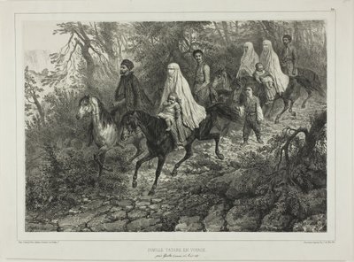 Reizende Tartaarse familie, bij Jalta, de Krim, 15 augustus 1837 door Denis Auguste Marie Raffet
