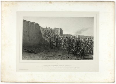 Arbeiders kronen de bres van Bastion 7, uit Souvenirs d’Italie: Expeditie naar Rome door Denis Auguste Marie Raffet