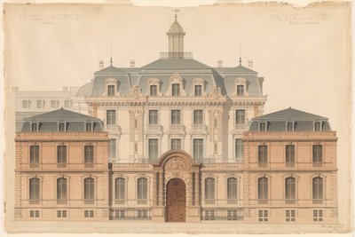 Presentatietekening van het Hôtel de Camondo door Denis Louis Destors