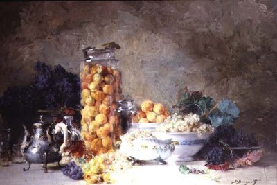 Stilleven van abrikozen en ander fruit door Denis Pierre Bergeret