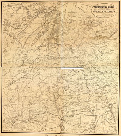 Noordwest-Georgië (met delen van de aangrenzende staten Tennessee en Alabama) als onderdeel van het Department of the Cumberland door Denis; United States. War Department. Engineer Bureau Callahan