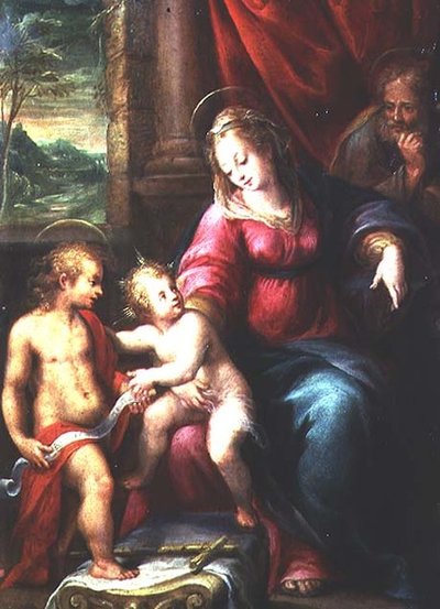 Madonna en Kind met Johannes de Doper door Denis Calvaert