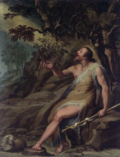 Sint Johannes de Doper in de wildernis door Denys Calvaert or Calvart
