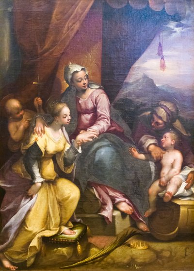Het mystieke huwelijk van St. Catharina door Denys Calvaert or Calvart