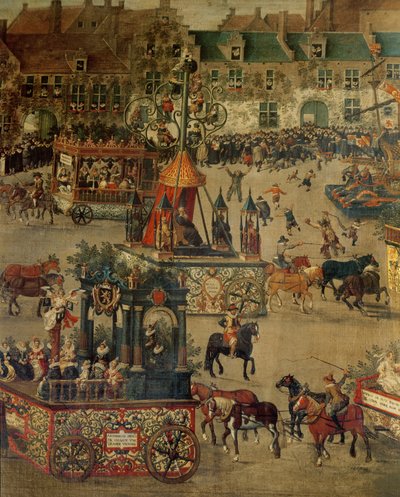 De Ommeganck in Brussel op 31 mei 1615: detail van de Triomf van Isabella van Spanje door Denys van Alsloot