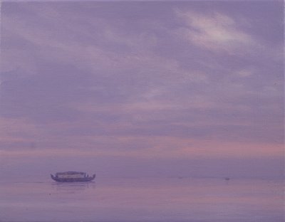 Vissersboot op Vembanadmeer, Kerala door Derek Hare