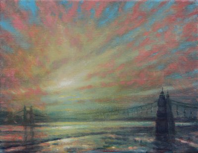 Zonsondergang bij Hammersmith Bridge door Derek Hare