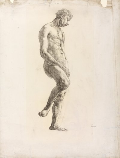 Staand mannelijk naakt, ca. 1906-08 (zwart krijt op papier) door Derwent Lees