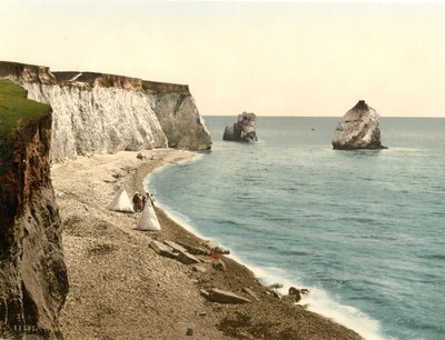 Freshwater Bay Arch en Stag Rocks, Isle of Wight, Engeland door Detroit Publishing Co.