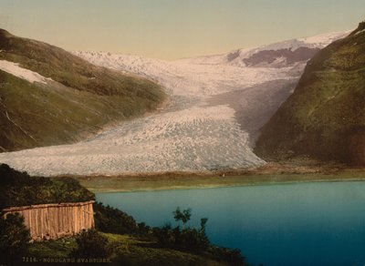 Gletsjer, Svartisen, Noorwegen, Fotochrome afdruk, ca. 1900 door Detroit Publishing Co.
