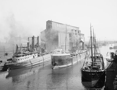 Great Northern Elevator en scheepvaart, Buffalo, New York door Detroit Publishing Co.
