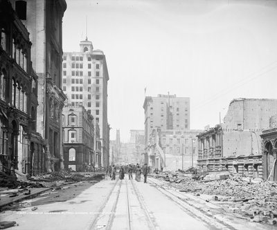 Kijken naar California Street vanaf Sansome Street, San Francisco door Detroit Publishing Co.