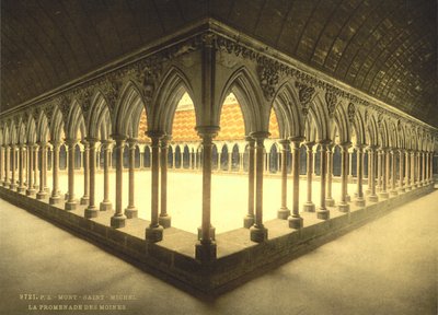 Monnikenpromenade, Mont Saint-Michel, Frankrijk, Fotochrome print, ca. 1900 door Detroit Publishing Co.