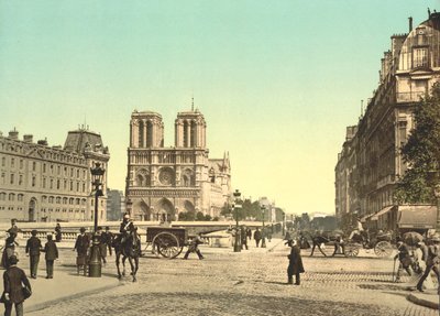 Notre Dame en St. Michael Brug, Parijs, Frankrijk, ca. 1900 door Detroit Publishing Co.