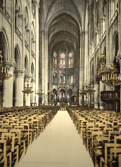 Notre Dame, interieur, Parijs, Frankrijk, c.1890-1900 door Detroit Publishing Co.