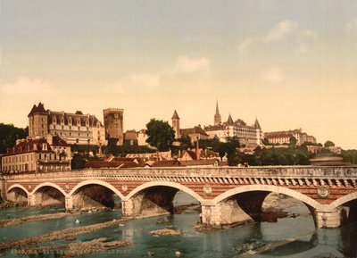 Het kasteel en de brug, Pau, Pyreneeën door Detroit Publishing Co.