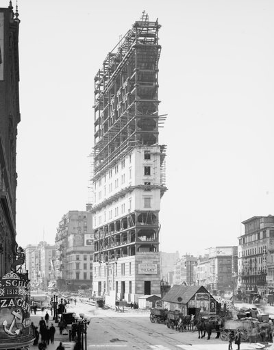 Times Building in aanbouw, 42nd Street en Longacre Square, New York City, VS, ca. 1904 door Detroit Publishing Co.