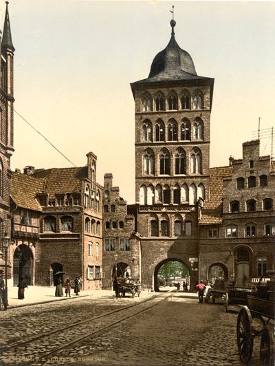 Torenboog, Lübeck, Duitsland, ca. 1900 door Detroit Publishing Co.