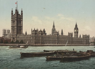 Houses of Parliament vanaf de rivier, Londen, ca. 1890-1900 (fotochrom) door Detroit Publishing Co.