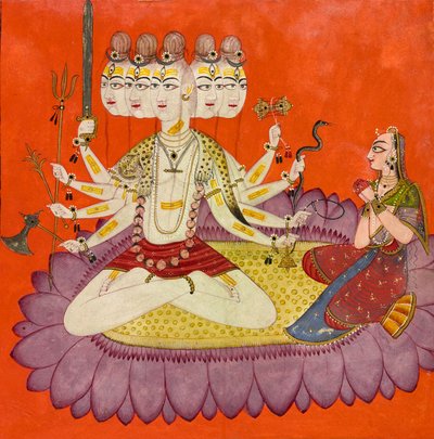 Sadashiva aanbeden door Parvati. door Devidasa