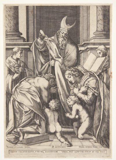 De heilige Eustachius wordt gedoopt door Diana Scultori