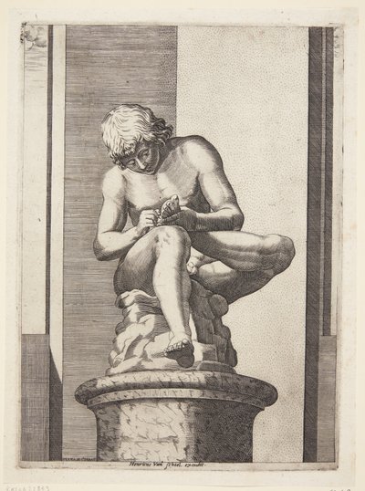 Jongen die een doorn uit zijn voet trekt (Spinario) door Diana Scultori