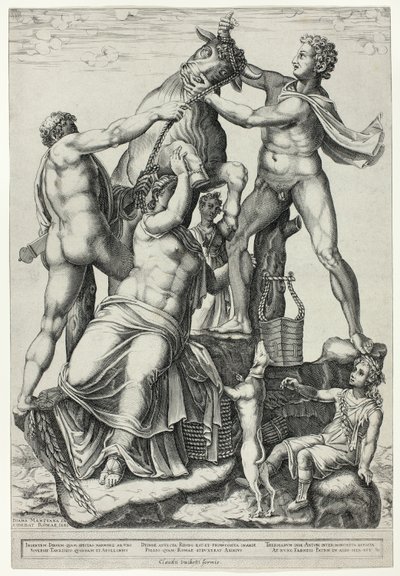 De Farnese stier met Dirce, Zethus en Amphion door Diana Scultori