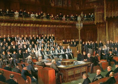 Het Home Rule-debat in het Hogerhuis, 1893 (detail) door Dickinson and Foster