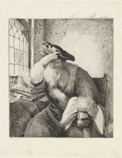 Grijsaard aan het venster door Diederik Jan Singendonck