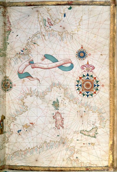 Corsica, Sardinië en Sicilië, detail van een wereldatlas, 1565 door Diego Homem