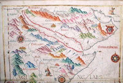 Egypte en Saoedi-Arabië, detail uit een wereldatlas, 1565 door Diego Homem