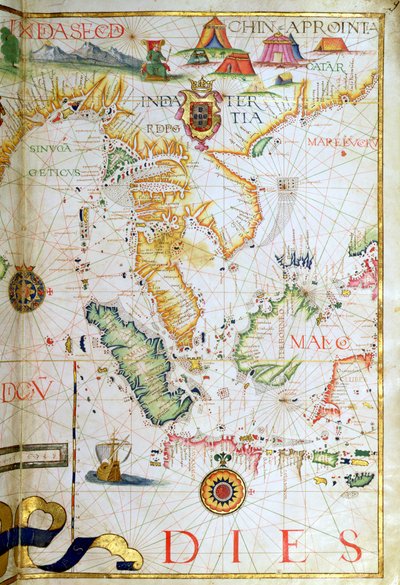 Vasteland Zuidoost-Azië, detail uit een wereldatlas, 1565 door Diego Homem