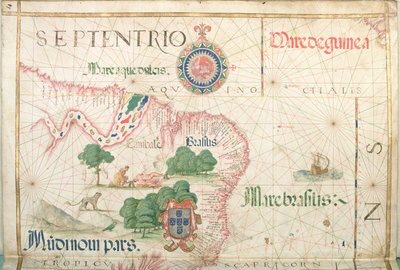 Monding van de Amazone, Brazilië (detail van een wereldatlas, 1565) door Diego Homem