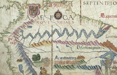 Noordelijk Zuid-Amerika, detail uit een wereldatlas, 1565 door Diego Homem
