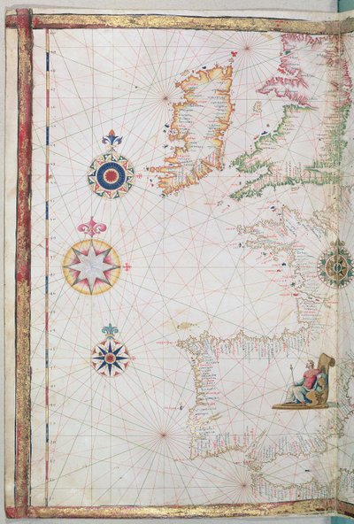 De Britse Eilanden en Iberia, detail uit een wereldatlas, 1565 door Diego Homem