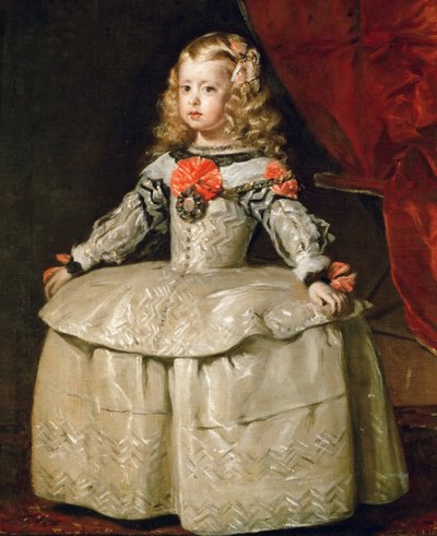 Barok: Portret van Infanta Margaretha Theresia (1651-1673) in een witte jurk door Velazquez, Diego (1599-1660), ca. 1656 door Diego Velázquez