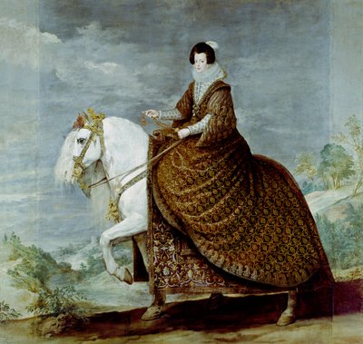 Portret van koningin Isabella van Bourbon te paard door Diego Rodriguez de Silva y Velazquez