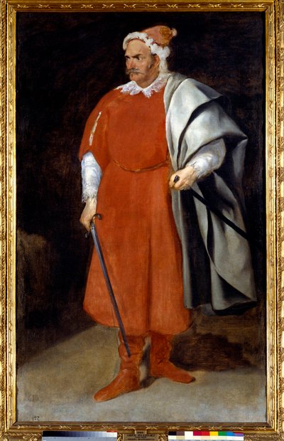 Portret van de nar Cristobal van Castaneda gekleed in Turks (Barbarroja of Roodbaard, Rode Brabe) door Diego Velázquez