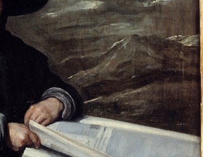 Portret van de nar Diego de Acedo genaamd neef (detail) door Diego Velázquez