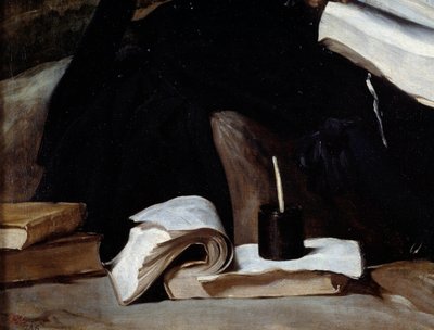 Portret van de nar Diego de Acedo genaamd de neef, detail. Boeken door Diego Velázquez