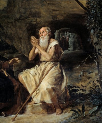 Sint Antonius en Sint Paulus kluizenaar (detail) door Diego Velázquez
