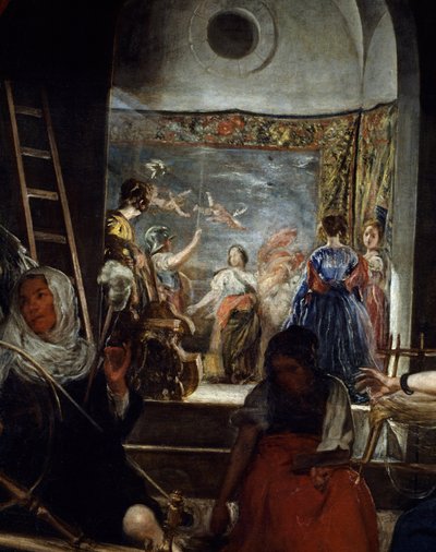 De spinnen of de Arachne (detail) door Diego Velázquez
