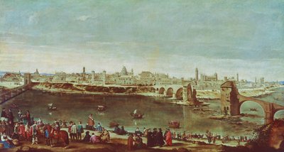 Uitzicht op Saragozza door Diego Rodriguez de Silva y Velazquez