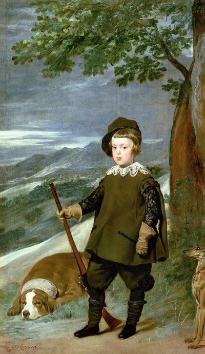 Prins Balthasar Carlos Gekleed als Jager door Diego Velázquez