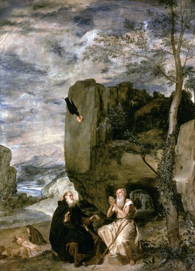St. Antonius de Abt en St. Paulus de Eerste Kluizenaar, ca.1642 door Diego Velázquez